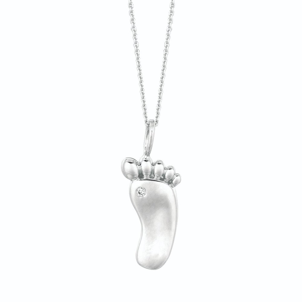 0.01 Carat Natural Diamond Foot Necklace 14K White